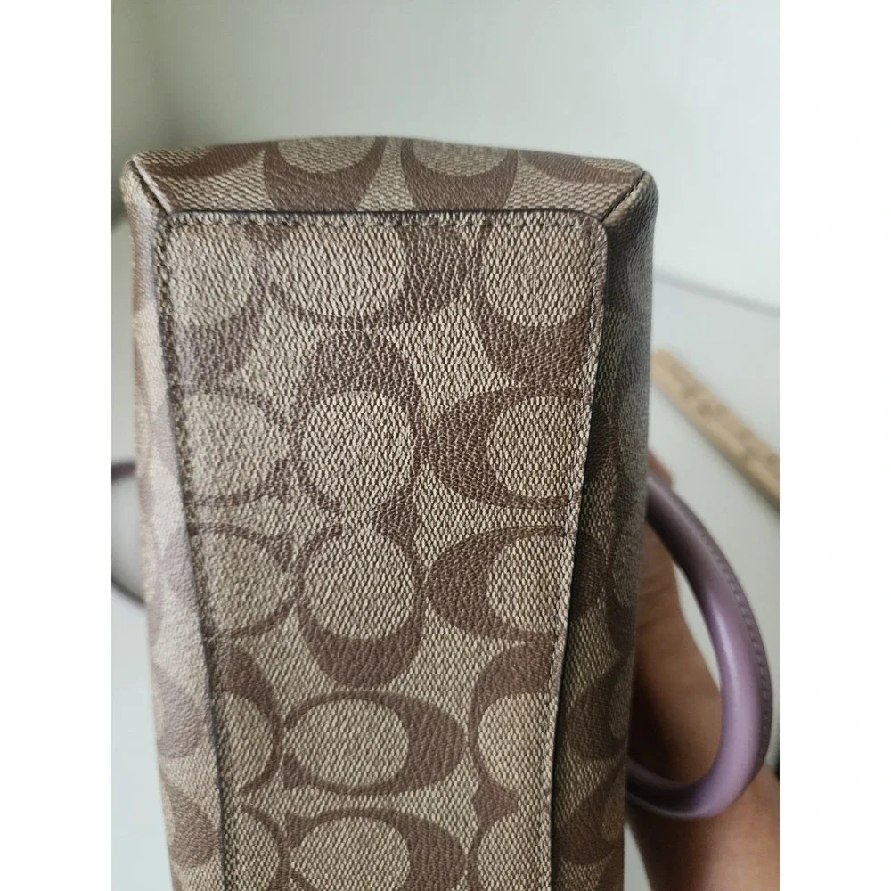 Coach F29484 Signature‎ Brown Khaki Mauve Satchel Crossbody Shoulder Bag Purse